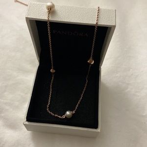 Pandora freshwater pearl rose gold necklace